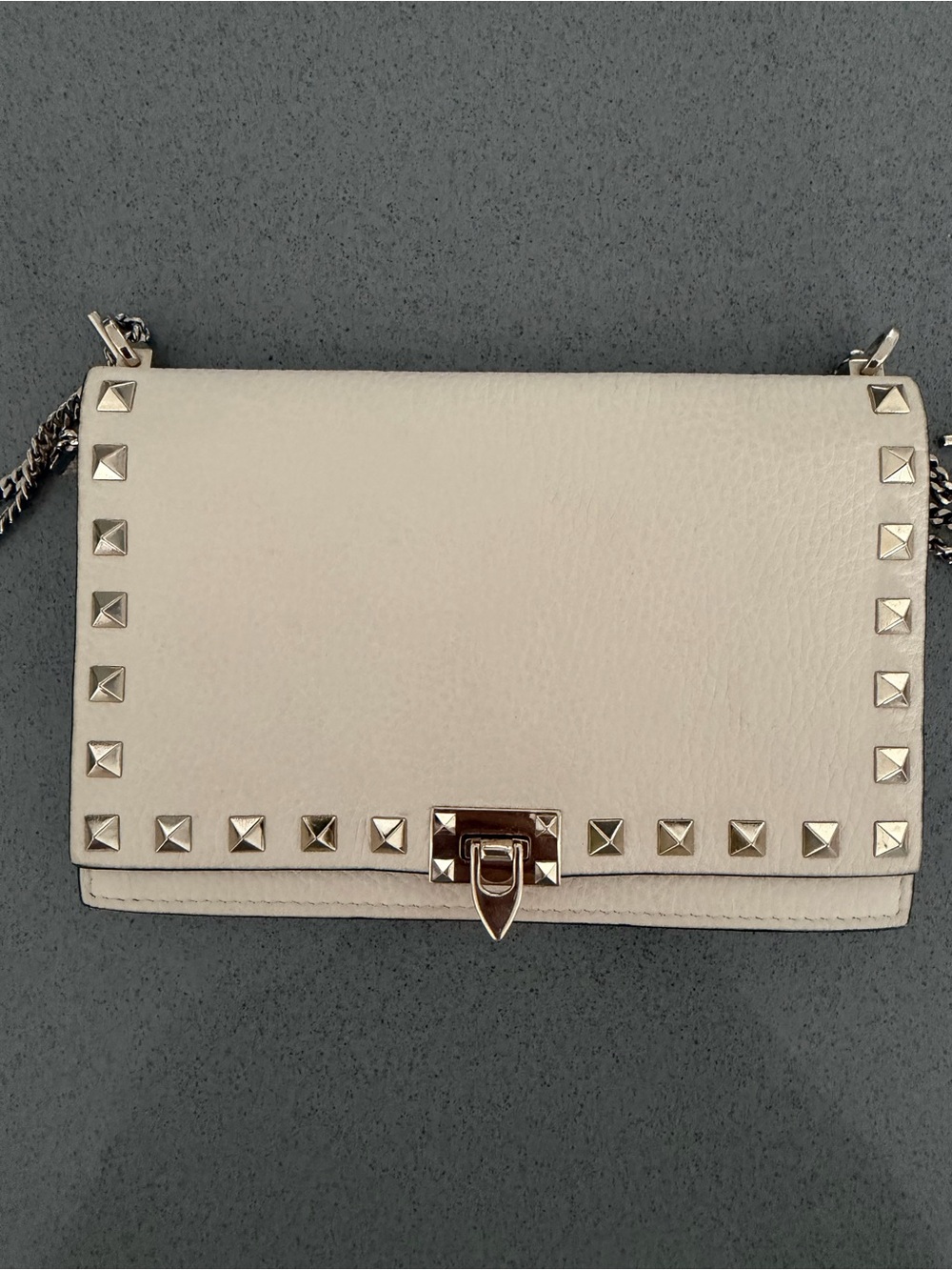 Valentino Ivory Leather Rockstud Crossbody Bag with Gold Hardware